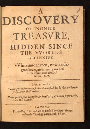 A Discovery of Subterraneall Treasure (bound with) A Discovery of Infinite Treasure